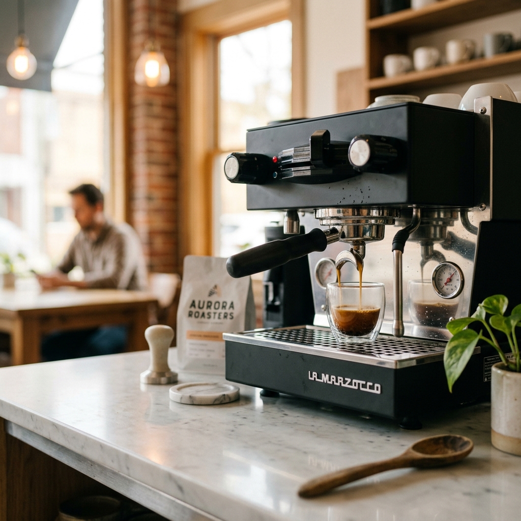 Espresso extraction close-up
