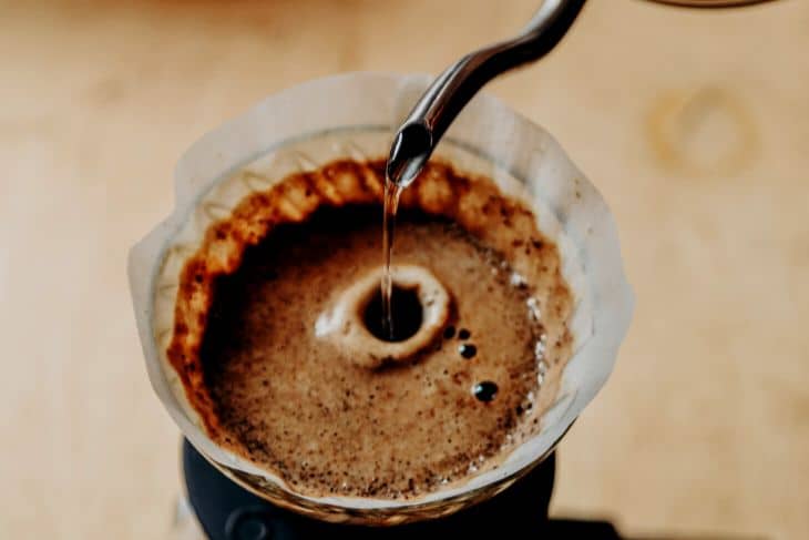 Pour Hot Water Over the Coffee Grounds